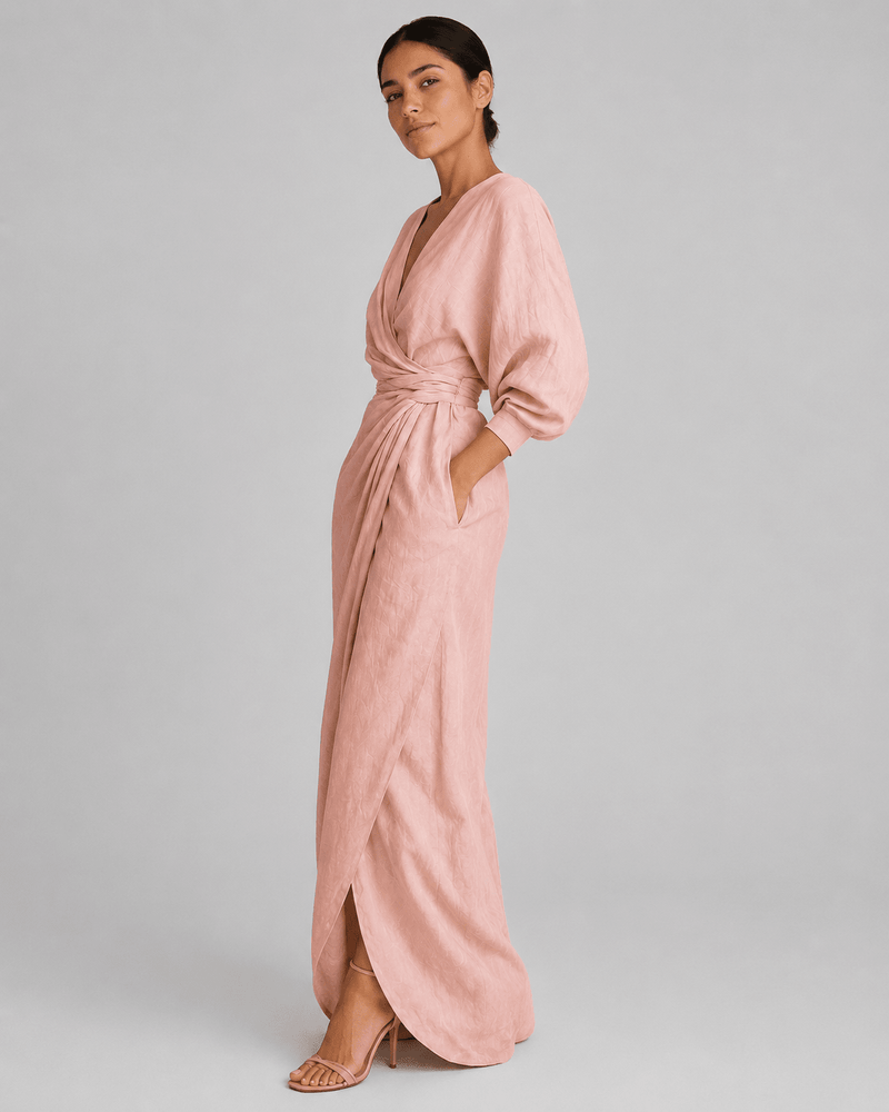 V-Neck Linen Maxi Dress