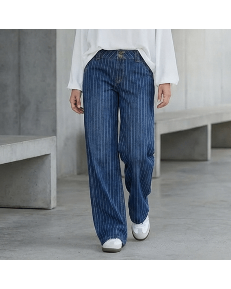 Laura | Low-Rise Wide-Leg Striped Jeans