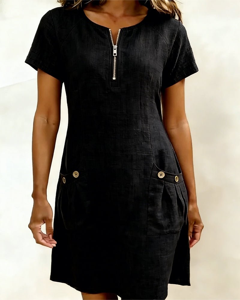 Camila Fashions® | Cotton Dress with Zip Pocket