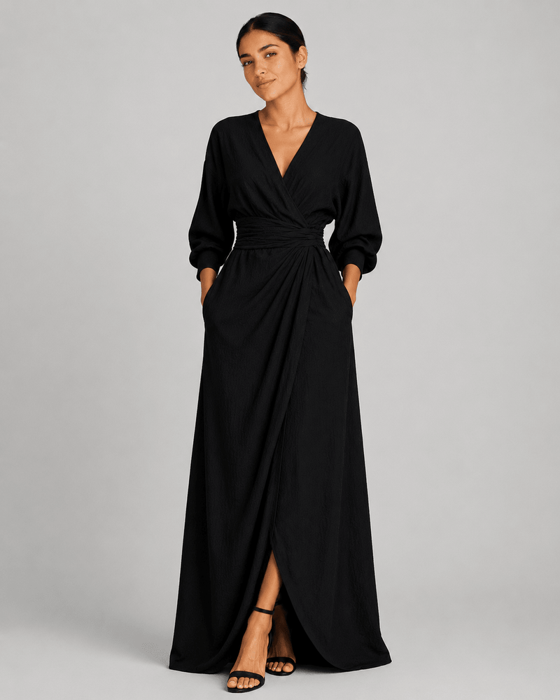 V-Neck Linen Maxi Dress