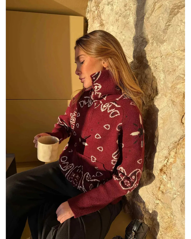 Aitana | High-Neck Knit Jumper with Zip