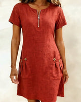 Camila Fashions® | Cotton Dress with Zip Pocket