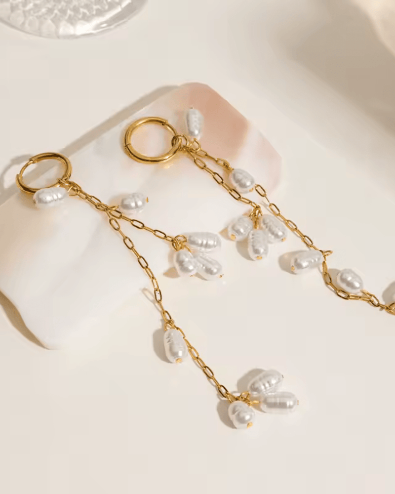 Long Pearl Drop Earrings