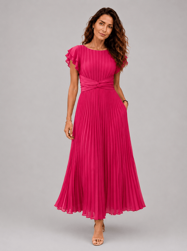Seraphina | Elegant Pleated Maxi Dress with Tied Waist