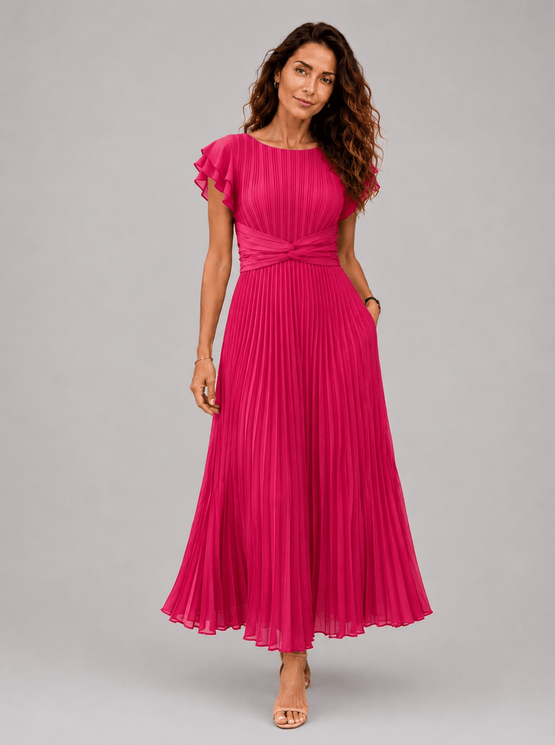 Seraphina | Elegant Pleated Maxi Dress with Tied Waist