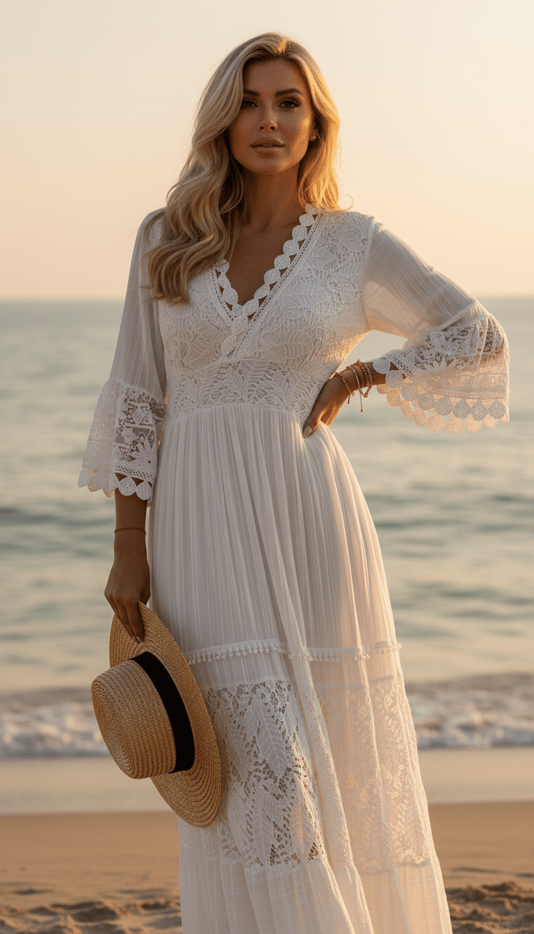 Vestito Boho in Pizzo Puro