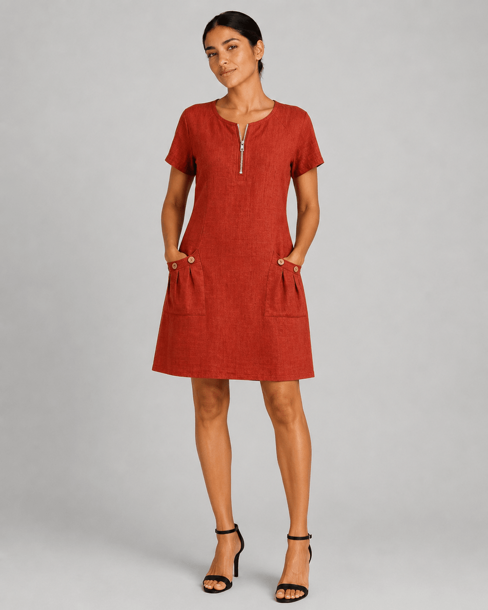 Camila Fashions® | Cotton Dress with Zip Pocket