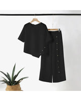Elena - Elegant Asymmetric Top and Wide-Leg Trousers Set