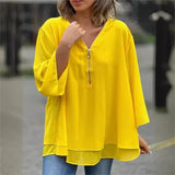 Olivia | Chiffon Blouse with Double Zip
