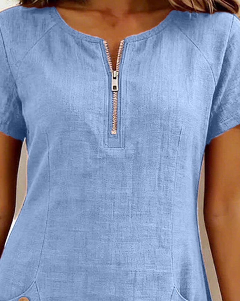 Camila Fashions® | Cotton Dress with Zip Pocket