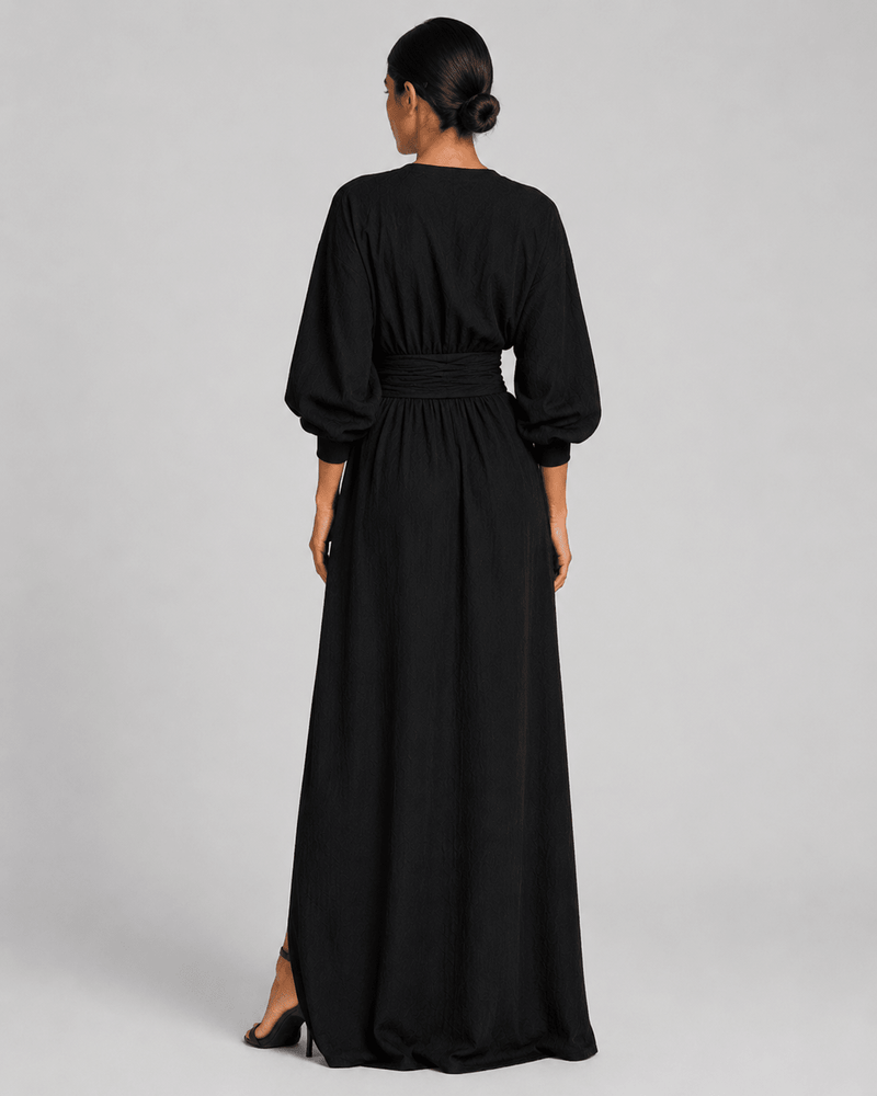 V-Neck Linen Maxi Dress