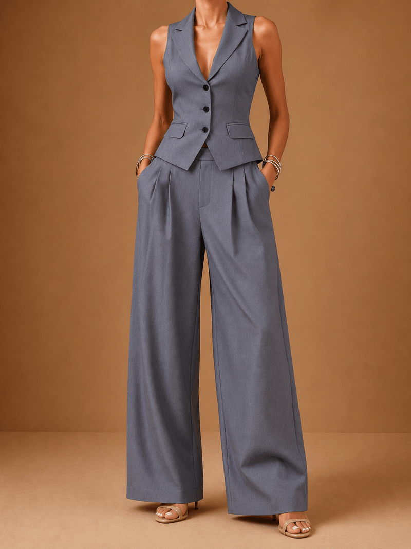 Ana | Women's Two-Piece Set with V-Neck and Buttons