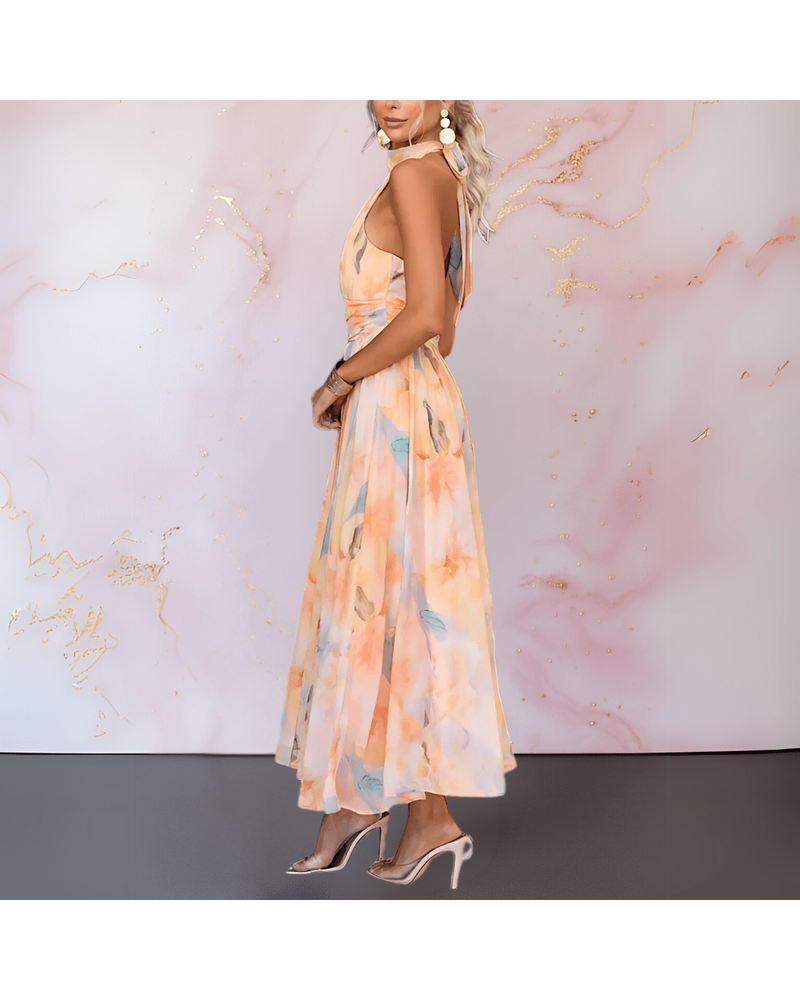 ESTHER | Watercolour-Style Halter Dress