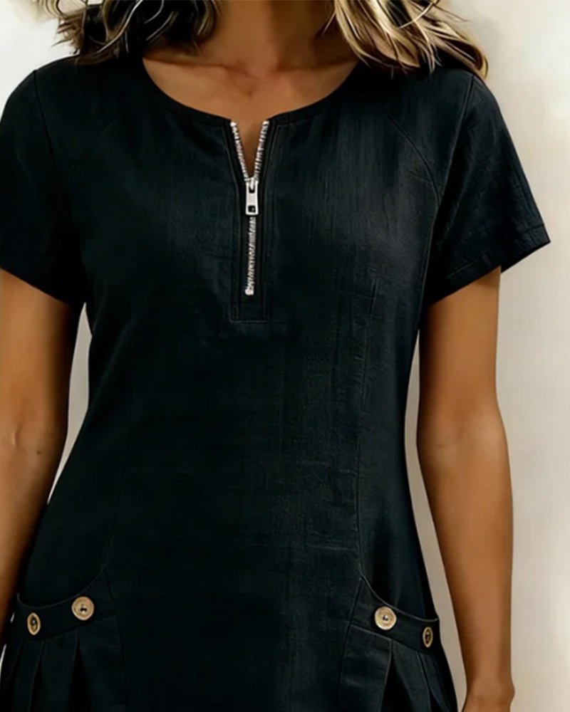 Camila Fashions® | Cotton Dress with Zip Pocket