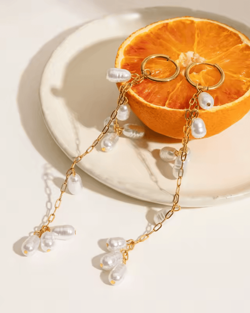 Long Pearl Drop Earrings