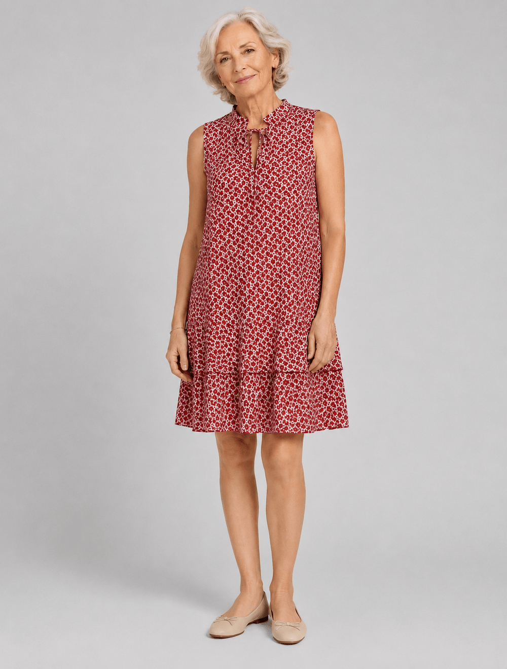Inés | Sleeveless Dress with Elegant Print and Fluid Drape