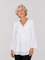 Olivia | Chiffon Blouse with Double Zip