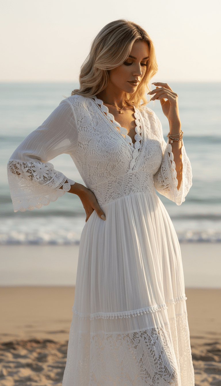 Vestito Boho in Pizzo Puro
