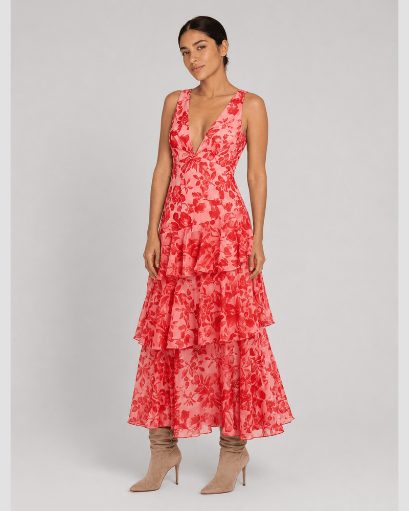 Maya | Floral Maxi Dress with Ruffles