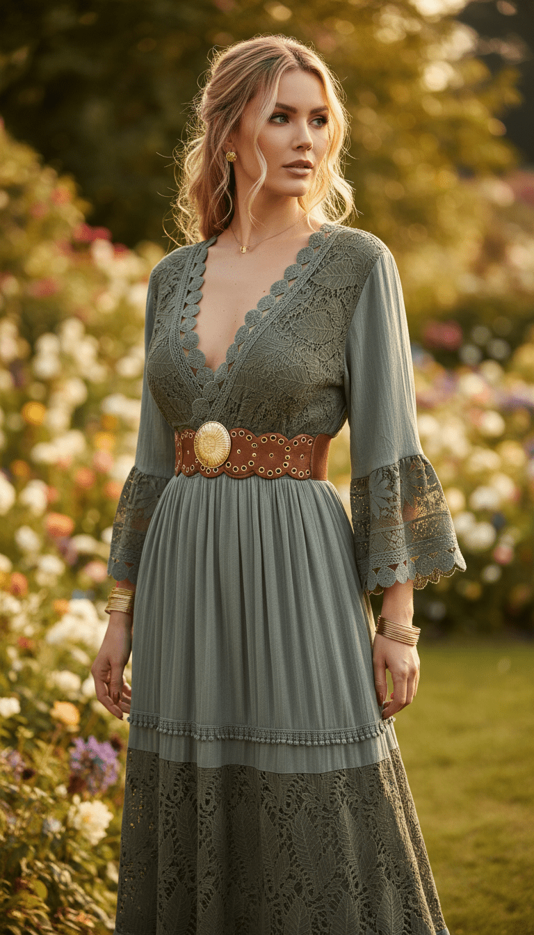 Vestito Boho in Pizzo Puro