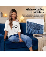 Zoe - Relaxed Cropped Jeans with Elasticated Waist