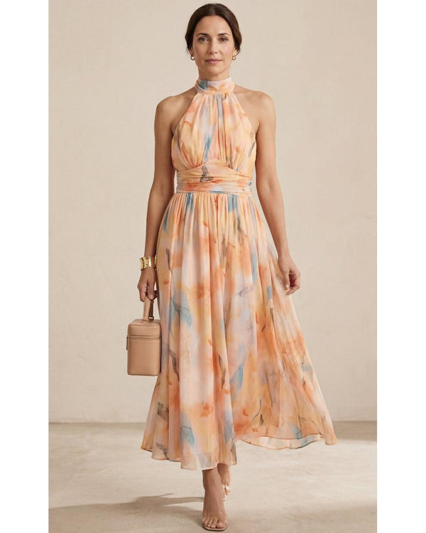 ESTHER | Watercolour-Style Halter Dress