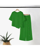Elena - Elegant Asymmetric Top and Wide-Leg Trousers Set