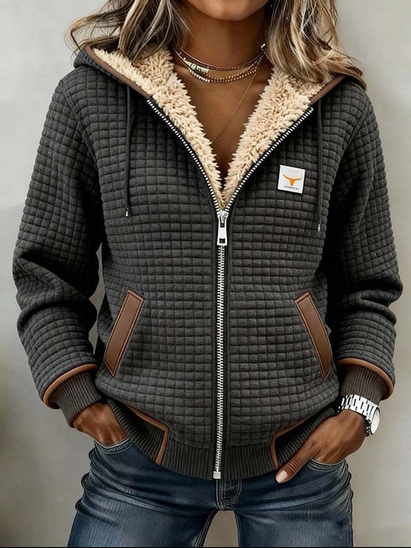 Sandra | Giacca Trapuntata con Cappuccio e Zip con Fodera Sherpa