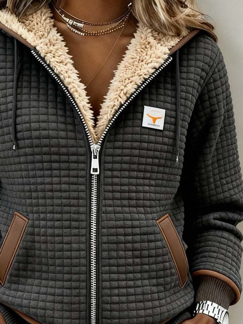 Sandra | Giacca Trapuntata con Cappuccio e Zip con Fodera Sherpa