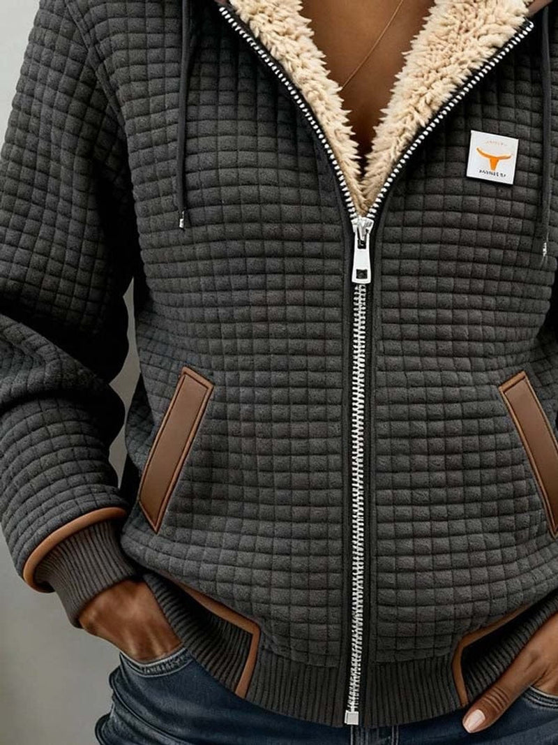 Sandra | Giacca Trapuntata con Cappuccio e Zip con Fodera Sherpa